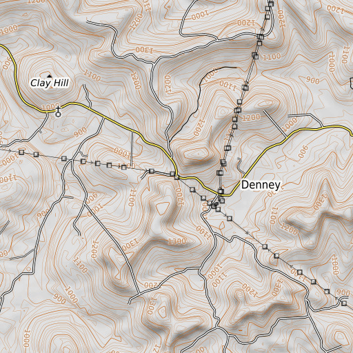 OpenTopoMap map of Denney Gap, KY