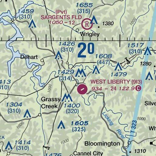 FAA VFR chart of Devil Hollow, KY