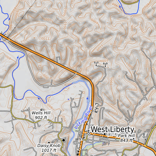 OpenTopoMap map of Devil Hollow, KY
