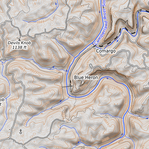 OpenTopoMap map of Devils Creek, KY