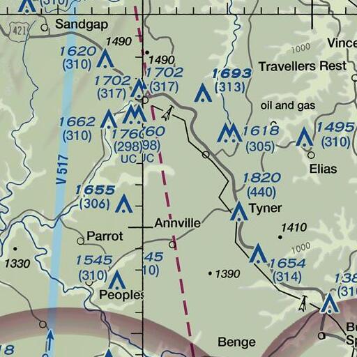 FAA VFR chart of Devils Den Branch, KY