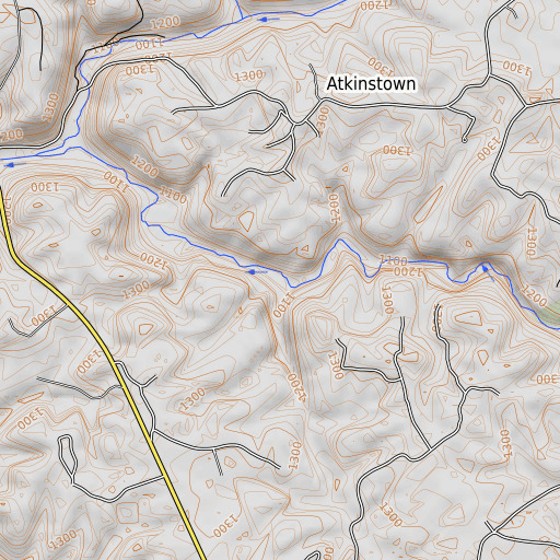 OpenTopoMap map of Devils Den Branch, KY