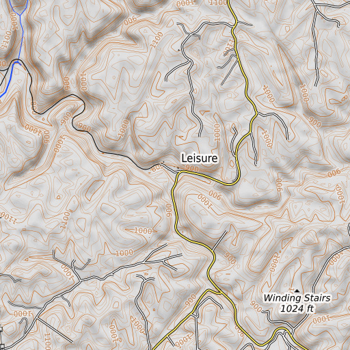 OpenTopoMap map of Devils Fork, KY