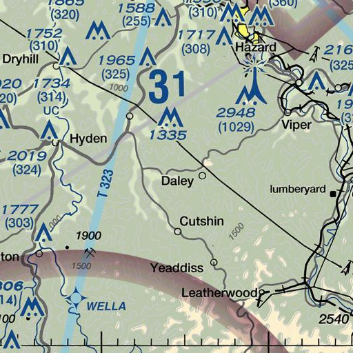 FAA VFR chart of Dicks Branch, KY