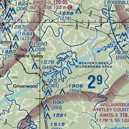 FAA VFR chart of Drury Branch, KY