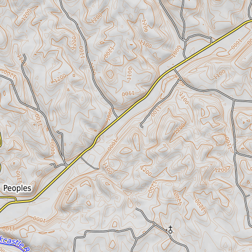 OpenTopoMap map of Dry Branch, KY