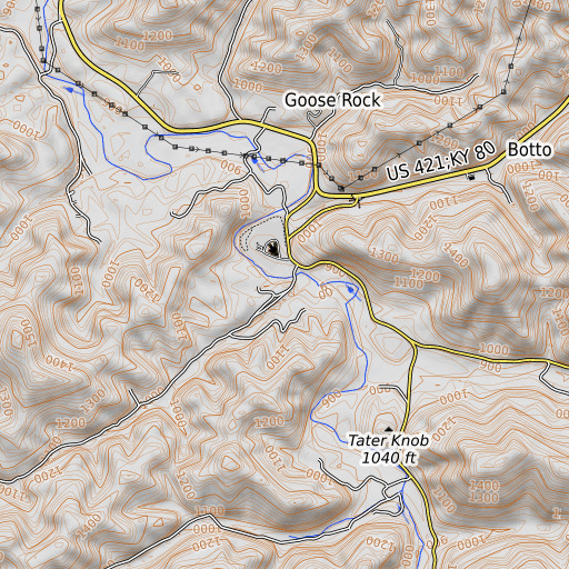OpenTopoMap map of Gooserock School, KY