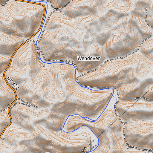 OpenTopoMap map of Hurricane Creek, KY