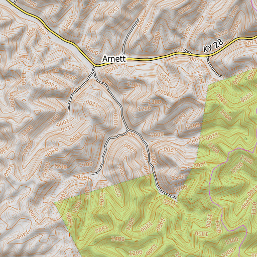 OpenTopoMap map of Jennings Branch, KY