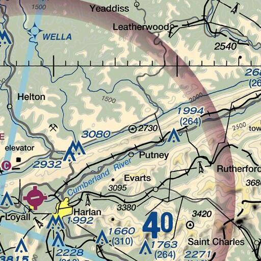 FAA VFR chart of Long Branch, KY