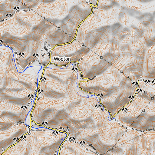 OpenTopoMap map of Looney Branch, KY
