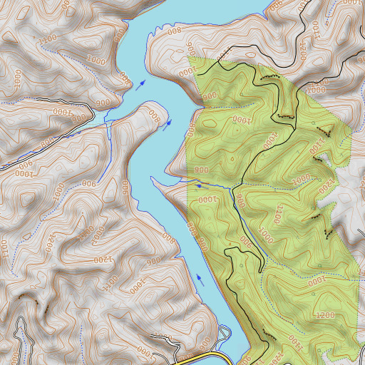 OpenTopoMap map of Murder Branch, KY