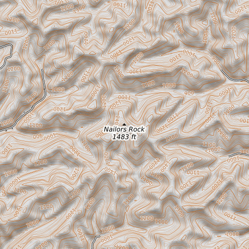 OpenTopoMap map of Nailors Rock, KY