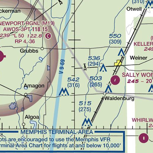 FAA VFR chart of Long Creek, AR
