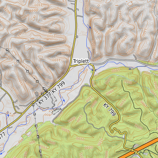 OpenTopoMap map of Nickell Branch, KY
