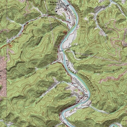 USGS 24K topo map of Oldhouse Branch, KY