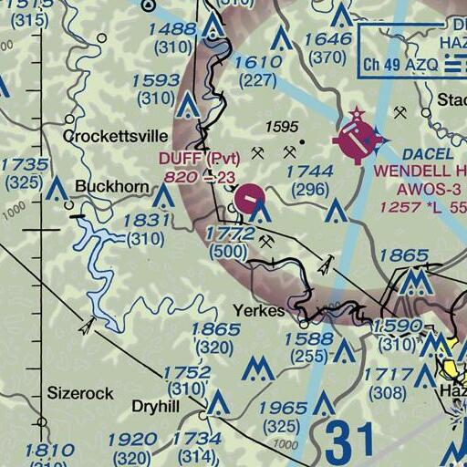 FAA VFR chart of Oldhouse Branch, KY