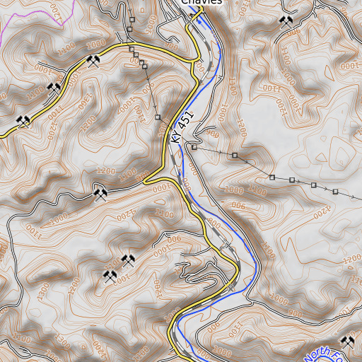 OpenTopoMap map of Oldhouse Branch, KY