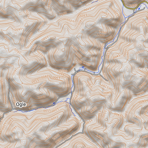 OpenTopoMap map of Onion Patch Branch, KY