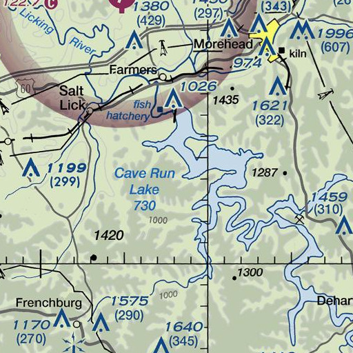 FAA VFR chart of Peter Cave Run, KY