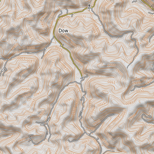 OpenTopoMap map of Peter Fork, KY