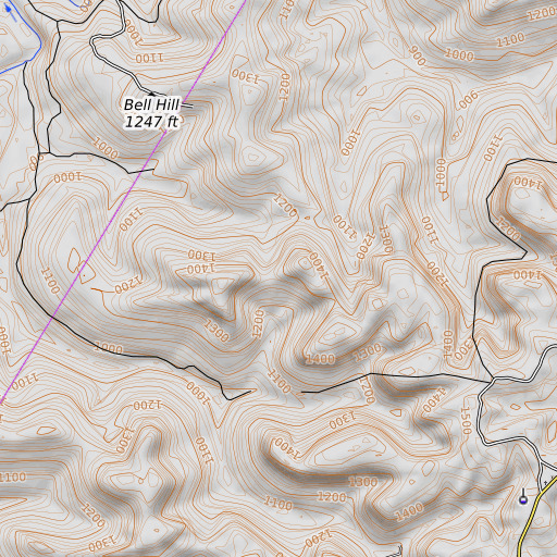 OpenTopoMap map of Peter Gap, KY