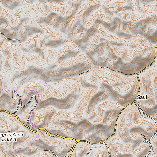 OpenTopoMap map of Pig Pen Fork, KY