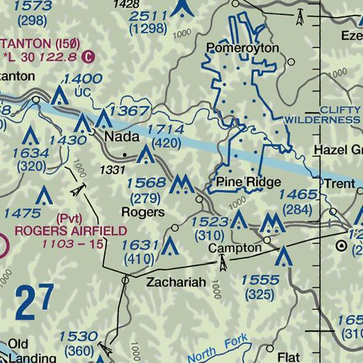 FAA VFR chart of Pine Ridge, KY