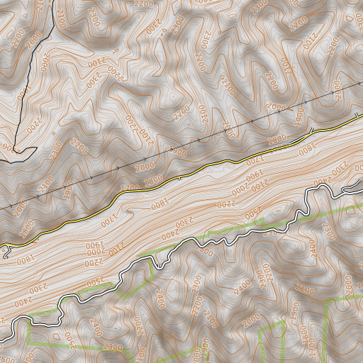 OpenTopoMap map of Pods Branch, KY