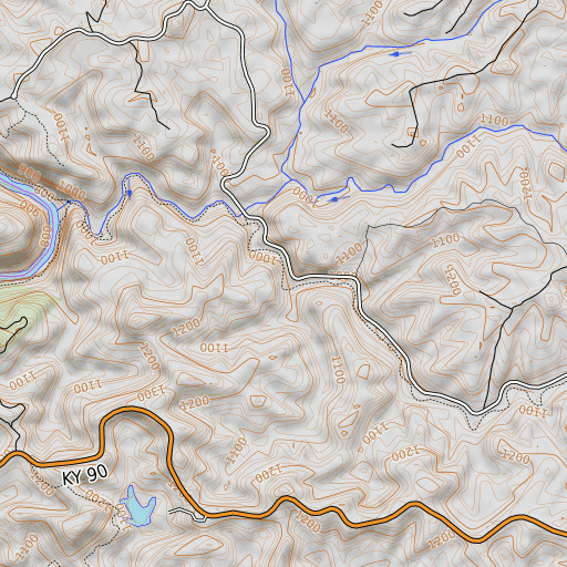 OpenTopoMap map of Pond Branch, KY