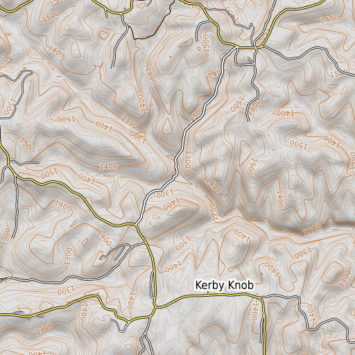 OpenTopoMap map of Powell Branch, KY