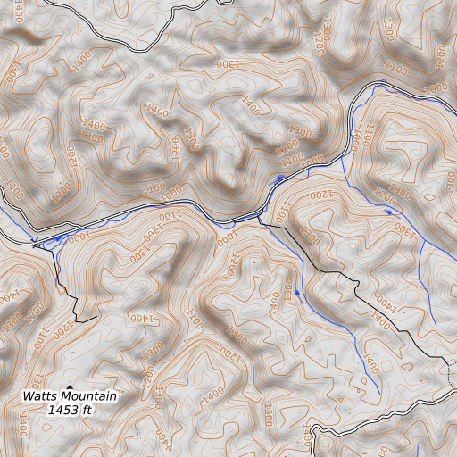 OpenTopoMap map of Puncheoncamp Branch, KY