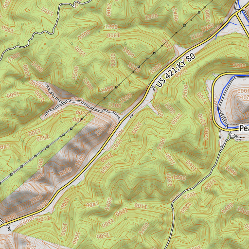 OpenTopoMap map of Rices Fork, KY