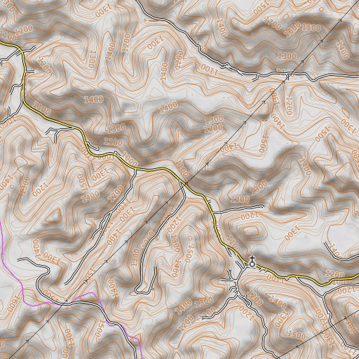 OpenTopoMap map of Riley Branch, KY