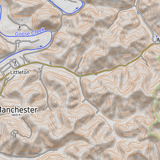 OpenTopoMap map of Sally Lee Branch, KY