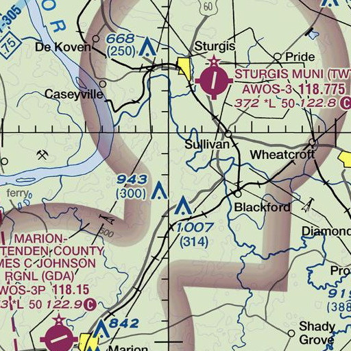 FAA VFR chart of Sand Cave Branch, KY