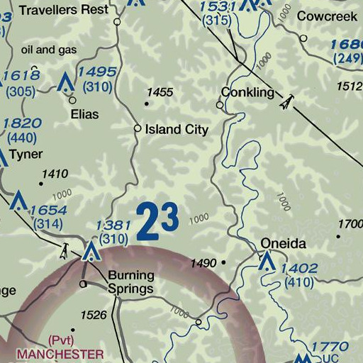 FAA VFR chart of Spivey Branch, KY