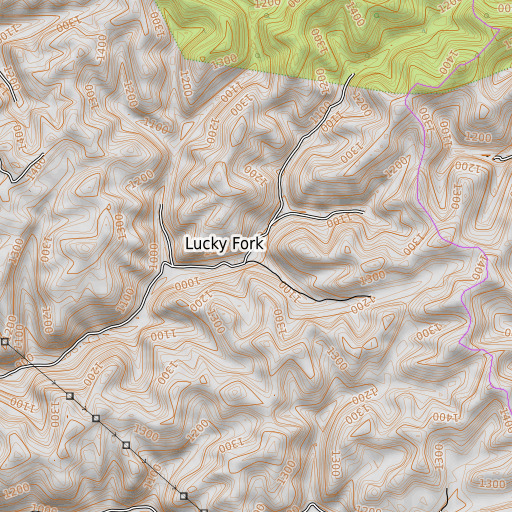 OpenTopoMap map of Stamper Branch, KY