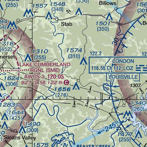 FAA VFR chart of Sugar Camp Branch, KY