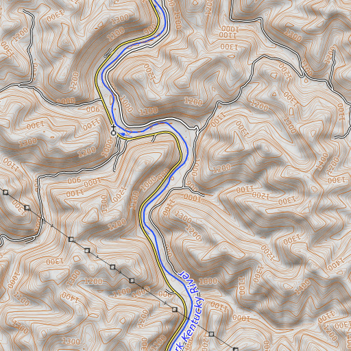 OpenTopoMap map of Sugarcamp Branch, KY