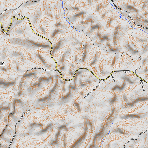 OpenTopoMap map of The Gulf, KY