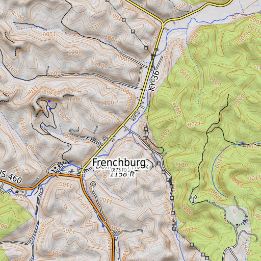 OpenTopoMap map of Tolan Creek, KY
