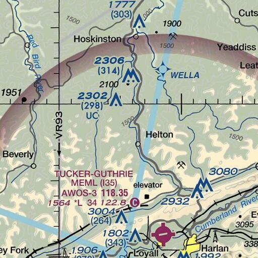 FAA VFR chart of Trace Branch, KY