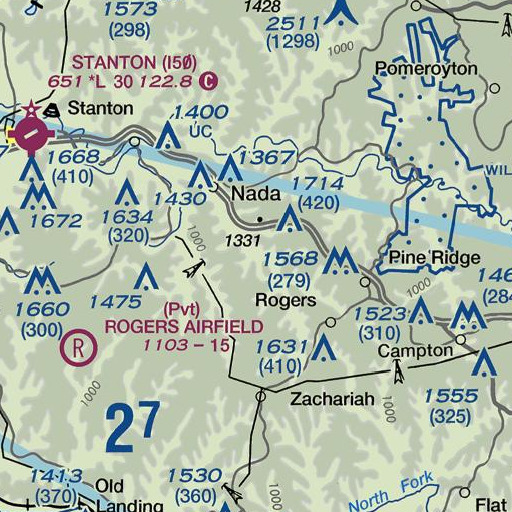 FAA VFR chart of Upper Hood Branch, KY