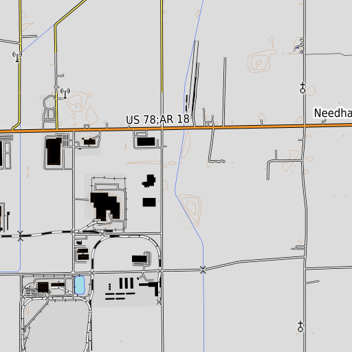 OpenTopoMap map of Main Ditch, AR