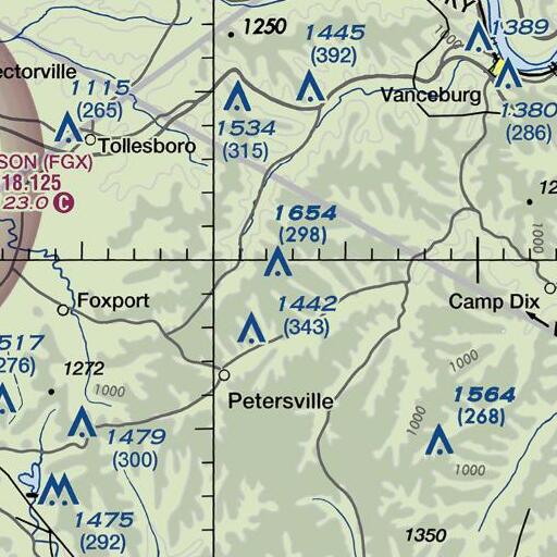 FAA VFR chart of Washman Lookout, KY