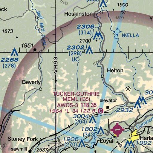 FAA VFR chart of Whitehead Branch, KY
