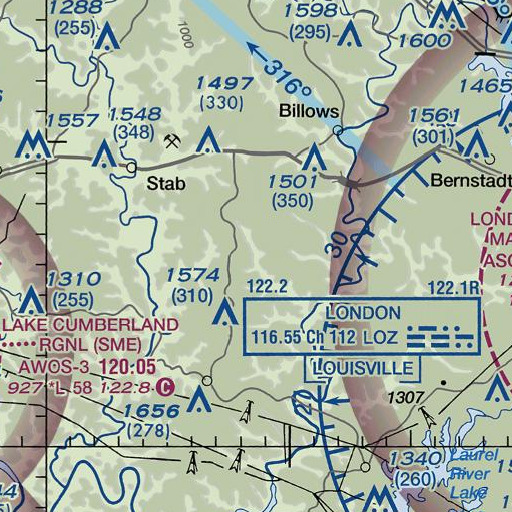 FAA VFR chart of Wildcat Branch, KY