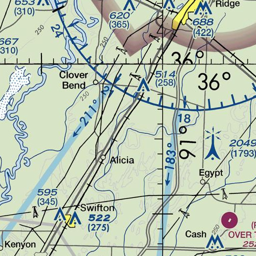 FAA VFR chart of Marrow Bone Slough, AR
