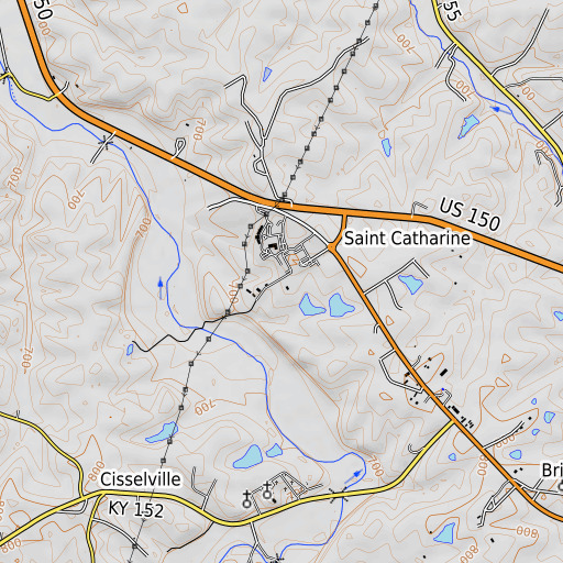 OpenTopoMap map of Saint Catharine Post Office, KY